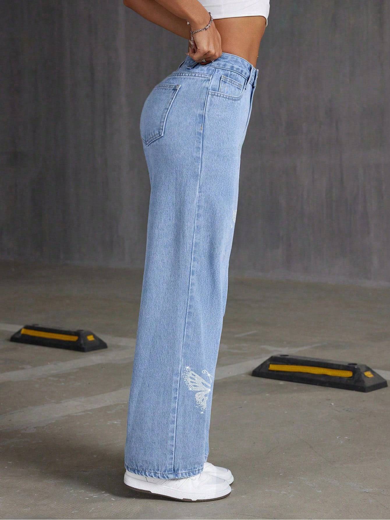 Rhinestone Butterfly Jeans - MATCHING MASTER