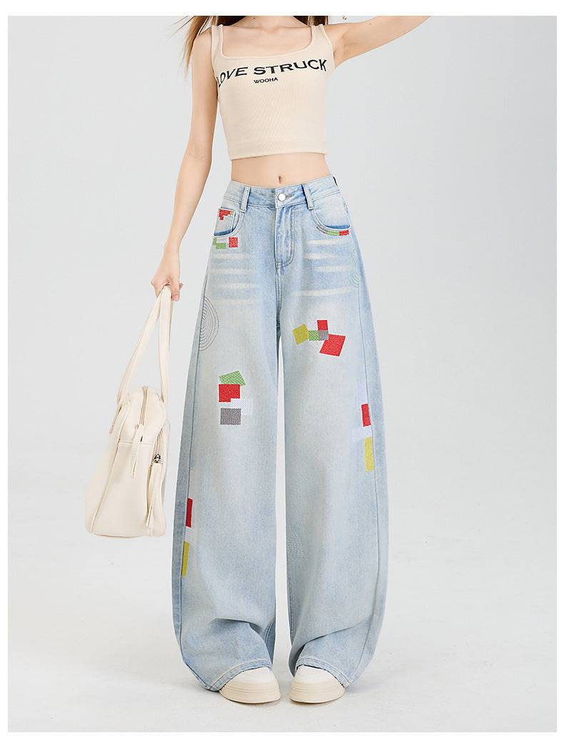 Geometric embroidered jeans - MATCHING MASTER