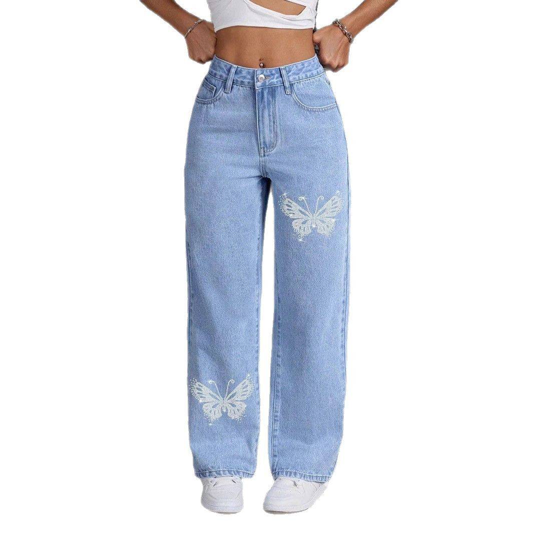 Rhinestone Butterfly Jeans - MATCHING MASTER