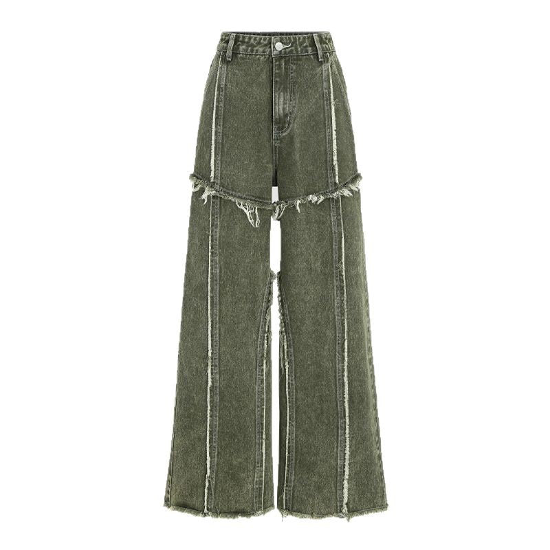 Raw edge panelled jeans