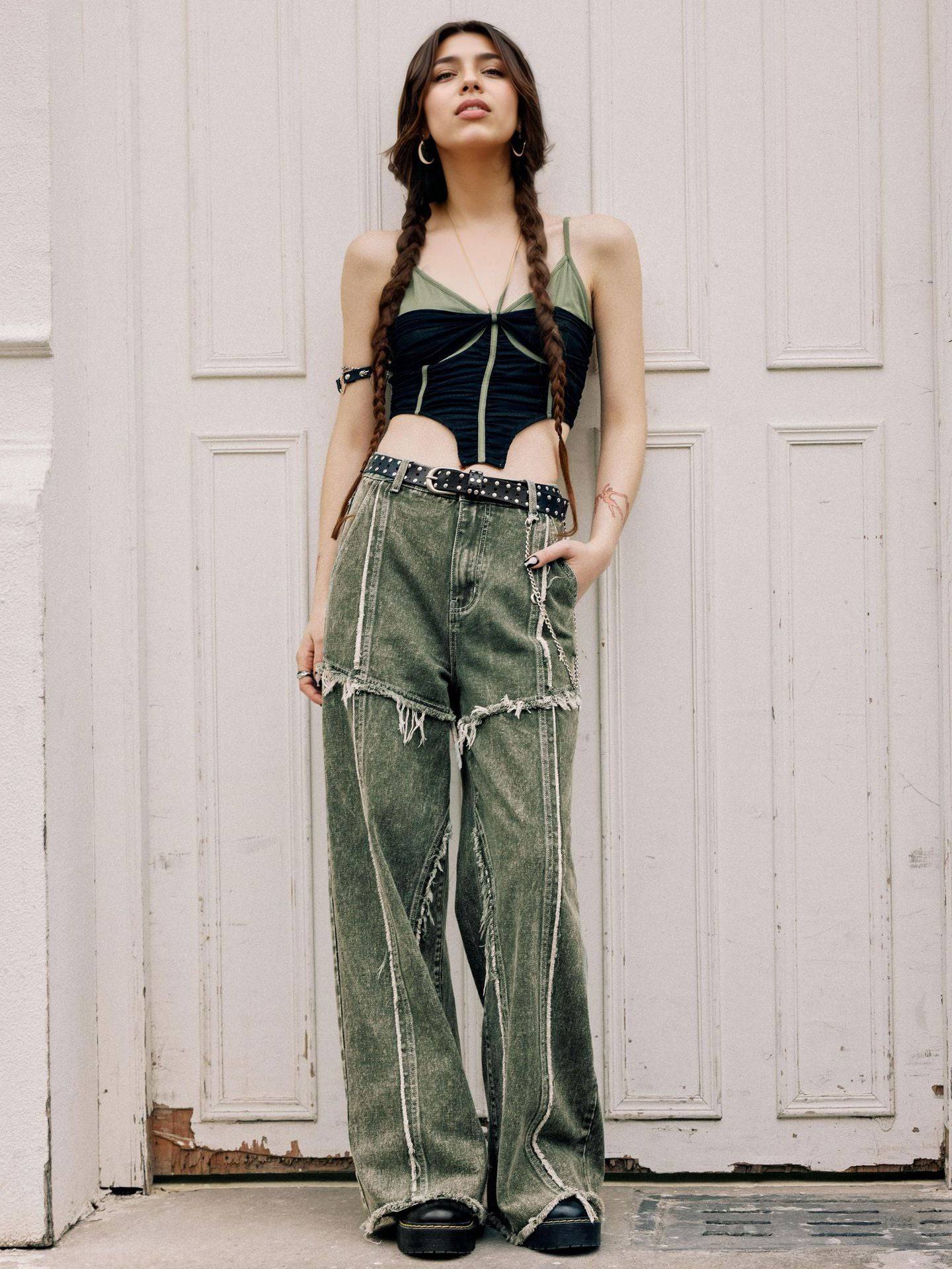 Raw edge panelled jeans - MATCHING MASTER