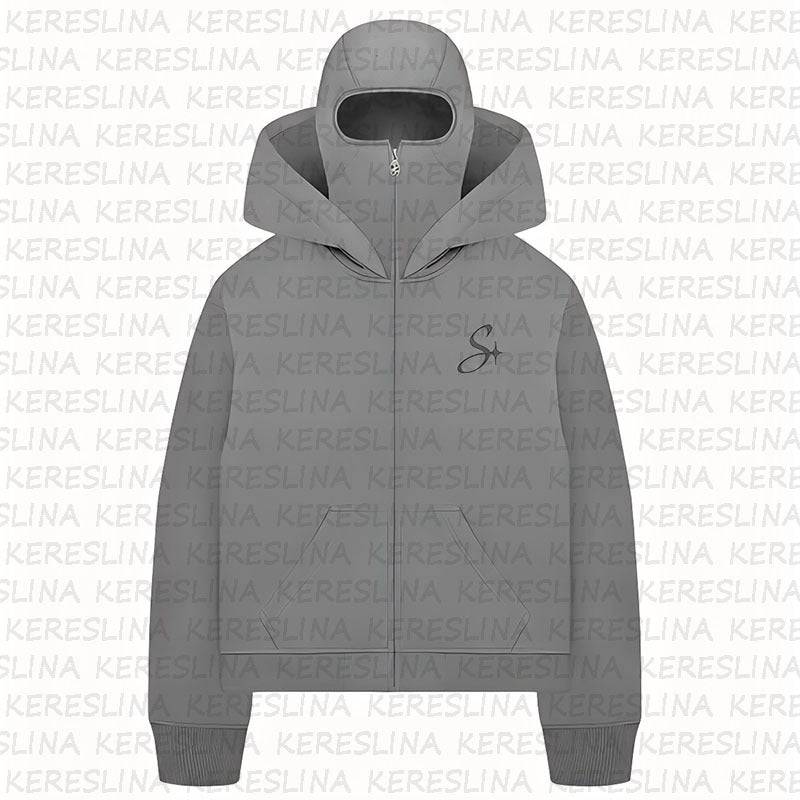 Ninja mask double hooded hooded sweatshirt with unique design - MATCHING MASTER