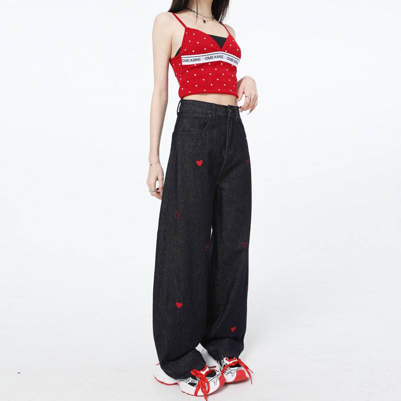 Heart embroidered jeans - MATCHING MASTER