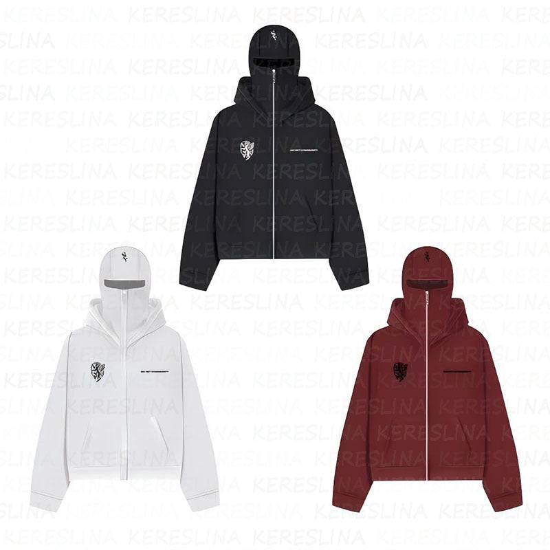 Ninja mask double hooded hooded sweatshirt with unique design - MATCHING MASTER