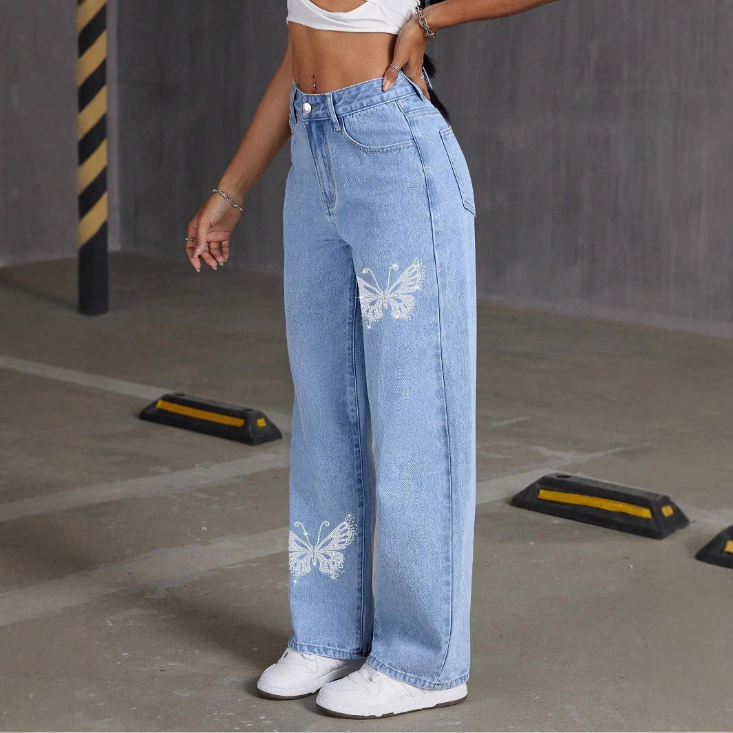 Rhinestone Butterfly Jeans
