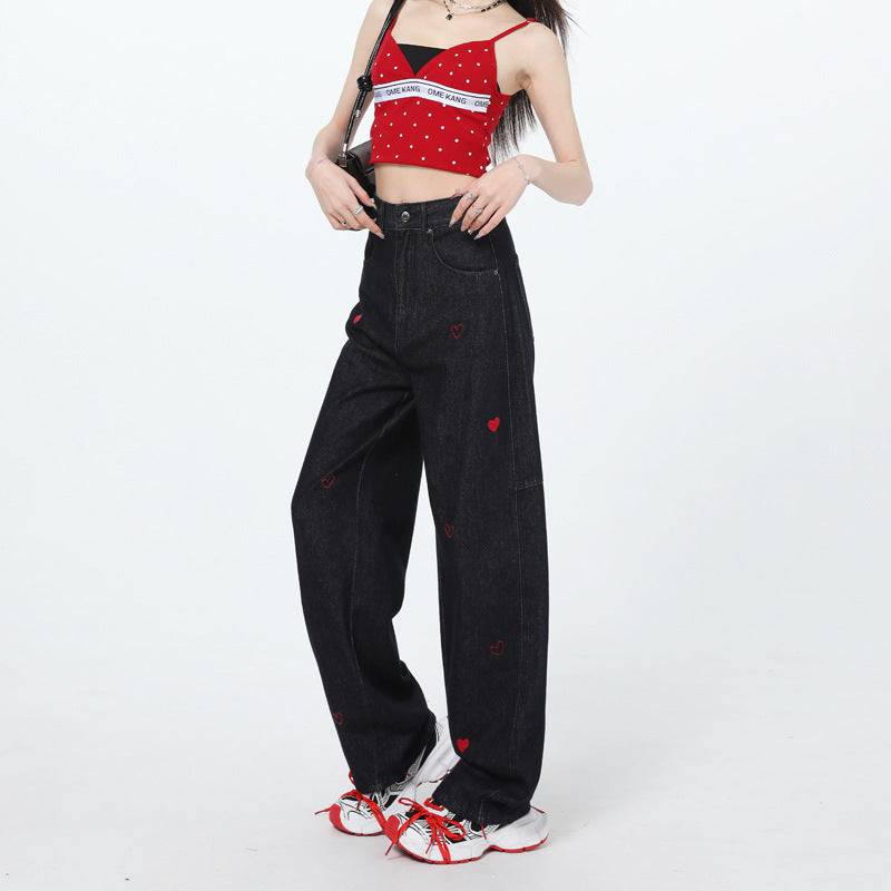 Heart embroidered jeans - MATCHING MASTER