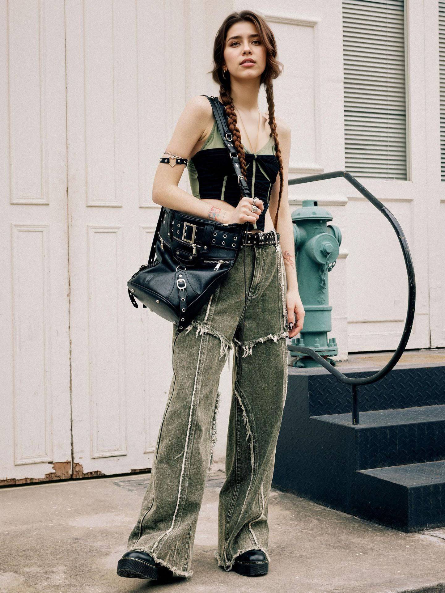 Raw edge panelled jeans - MATCHING MASTER