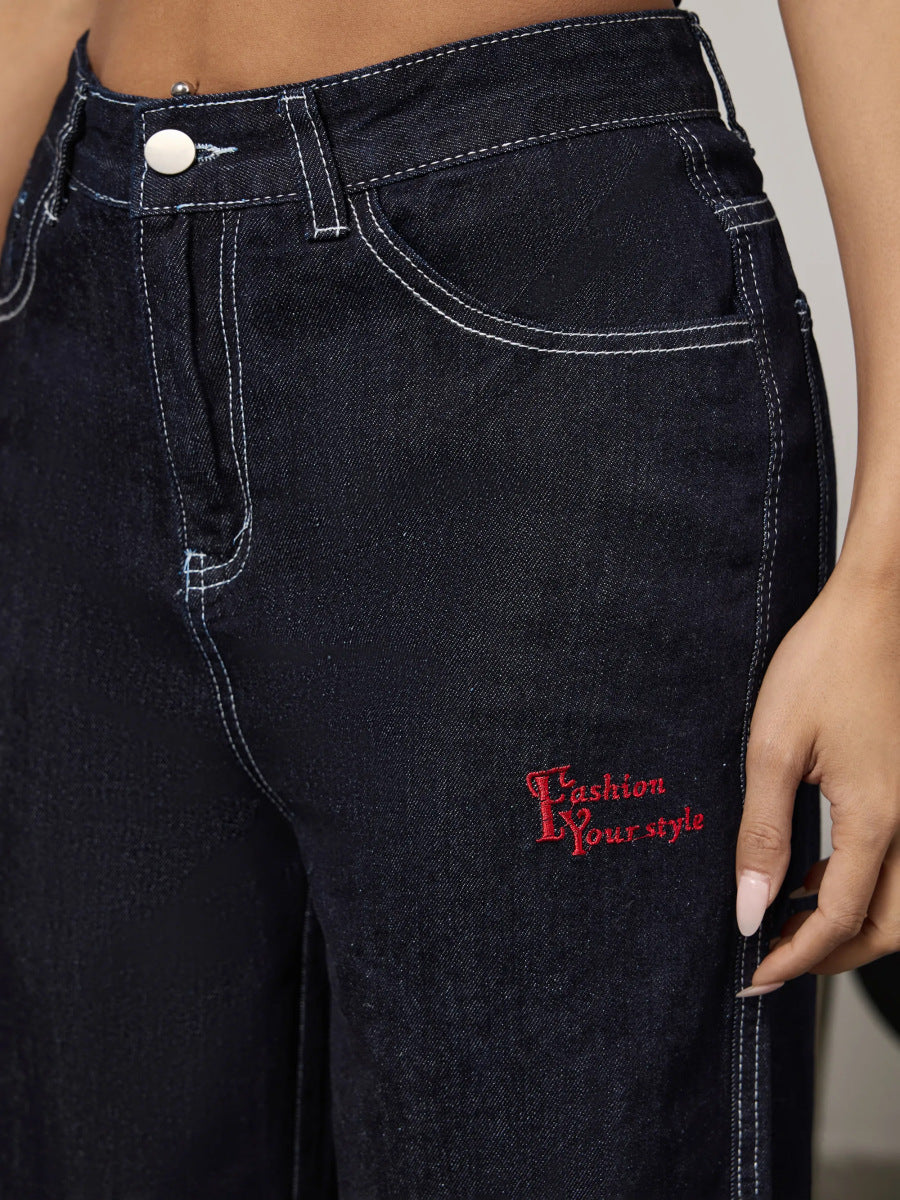 Panelled rolled-up plaid jeans
