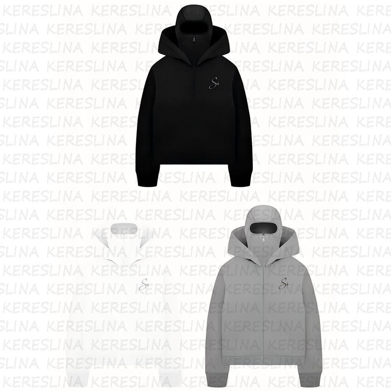 Ninja mask double hooded hooded sweatshirt with unique design