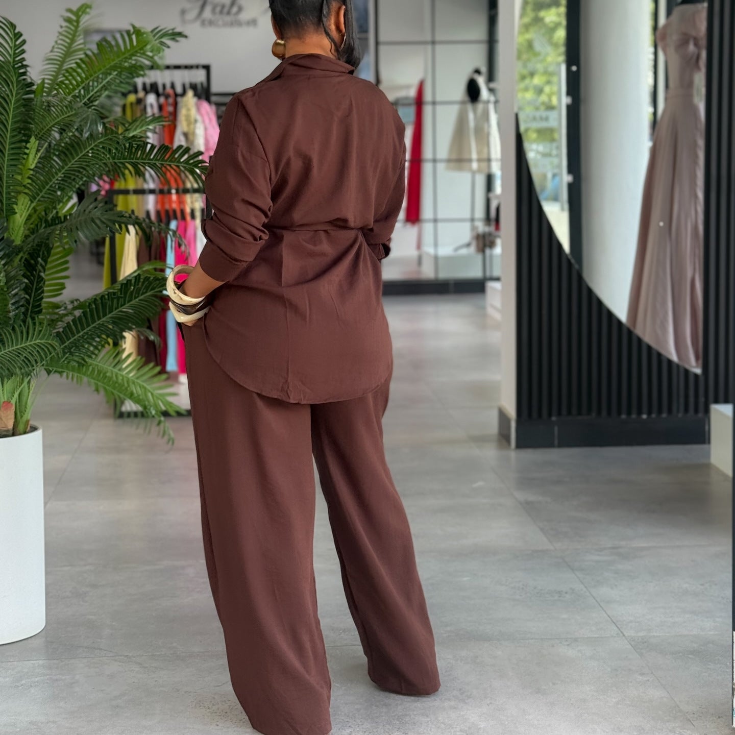Silk Road QFX3186 Women's clothing 2026 African new comfortable casual long pants lace-up long-sleeved cardigan top two-piece set elegant commute - BundleWear