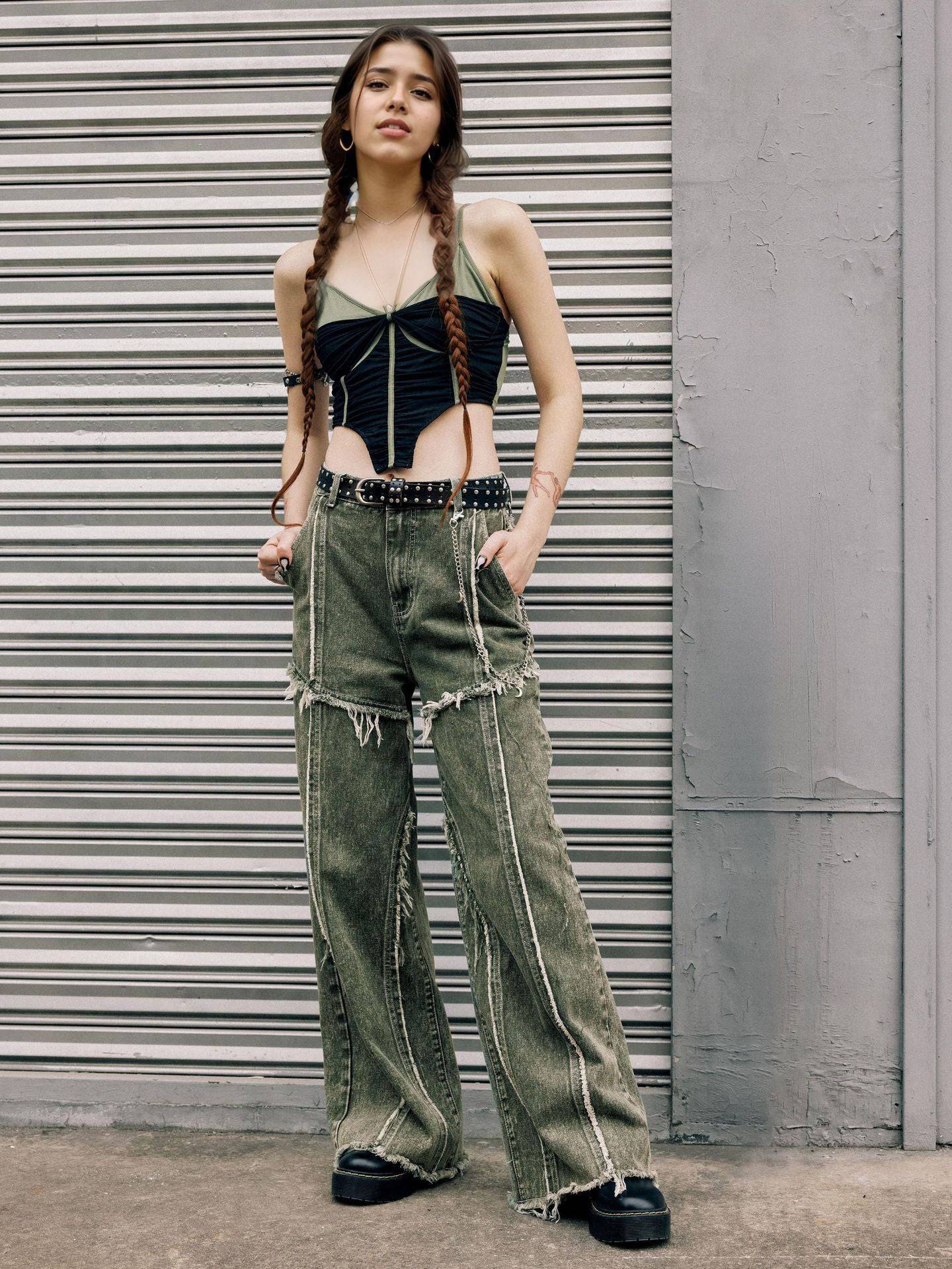 Raw edge panelled jeans - MATCHING MASTER