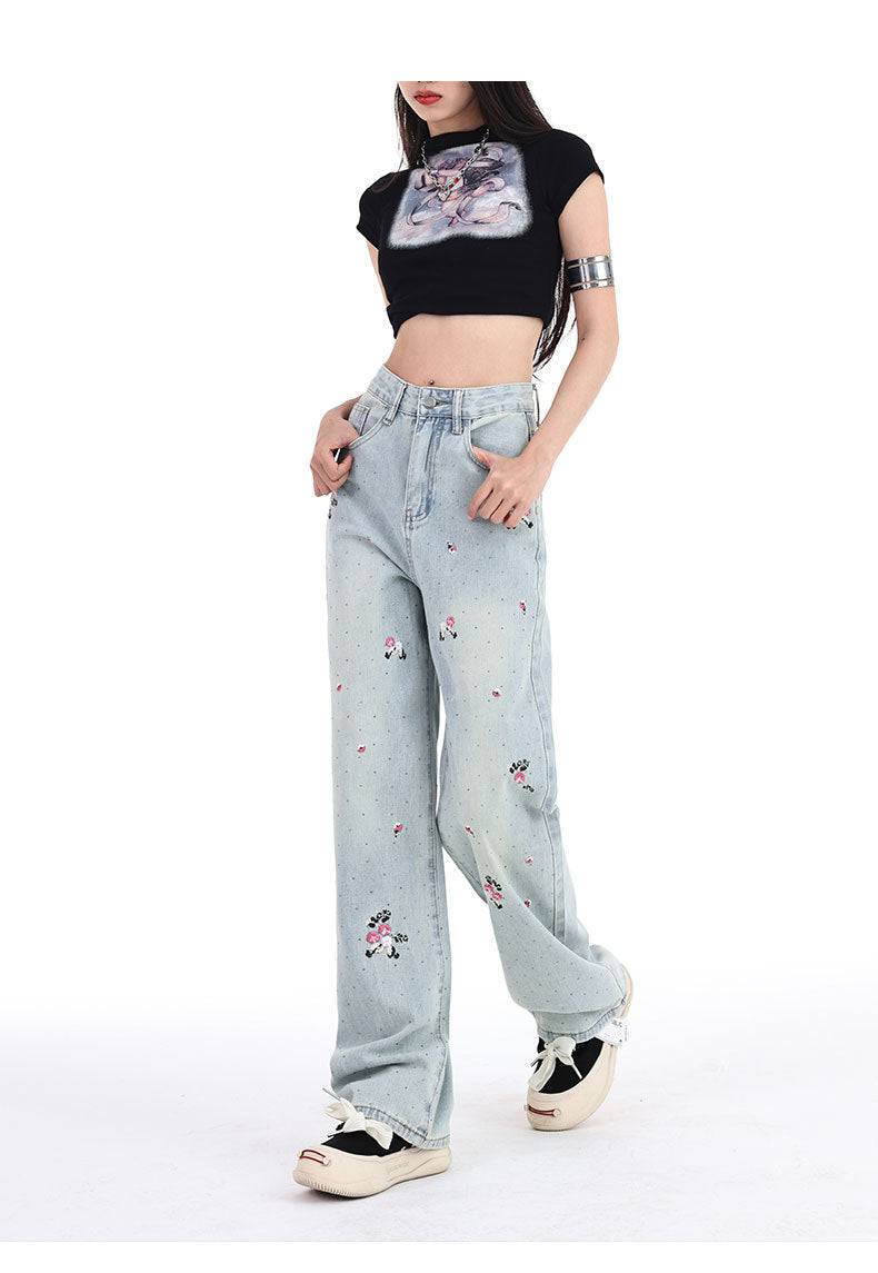 Embroidered diamond jeans - MATCHING MASTER