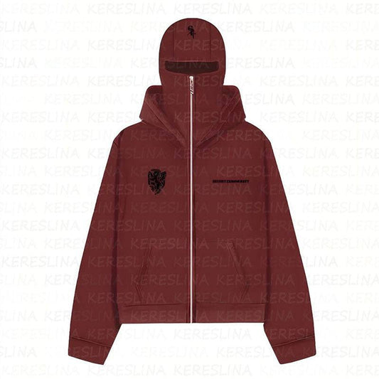 Ninja mask double hooded hooded sweatshirt with unique design - MATCHING MASTER