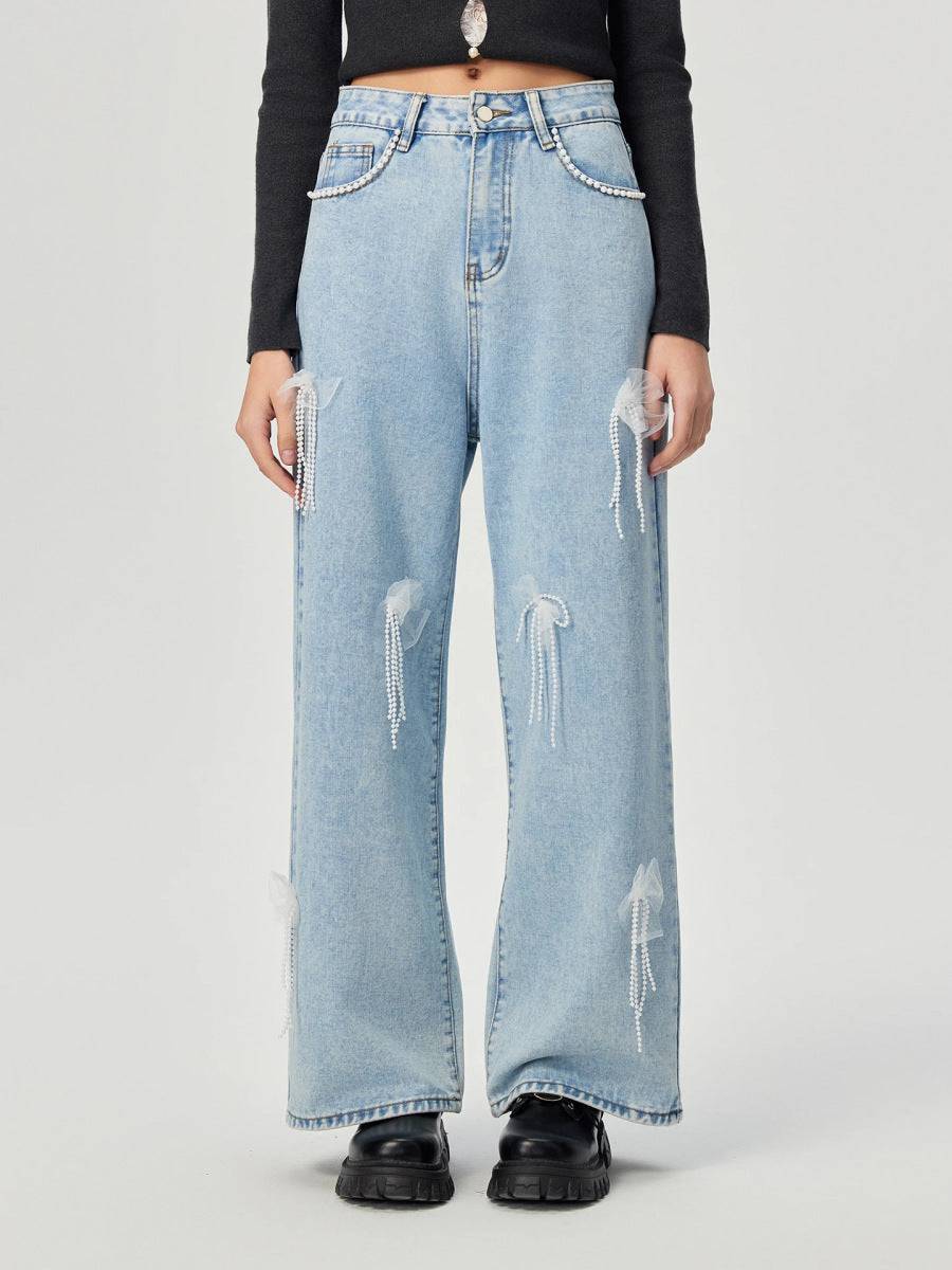 Denim trousers with 3D decoration - MATCHING MASTER