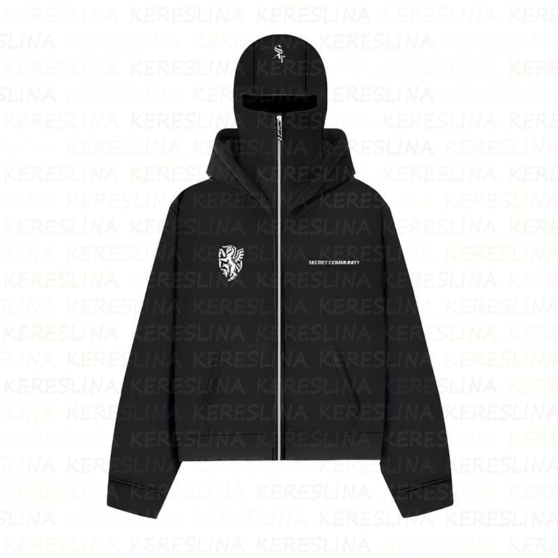 Ninja mask double hooded hooded sweatshirt with unique design
