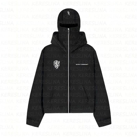 Ninja mask double hooded hooded sweatshirt with unique design - MATCHING MASTER