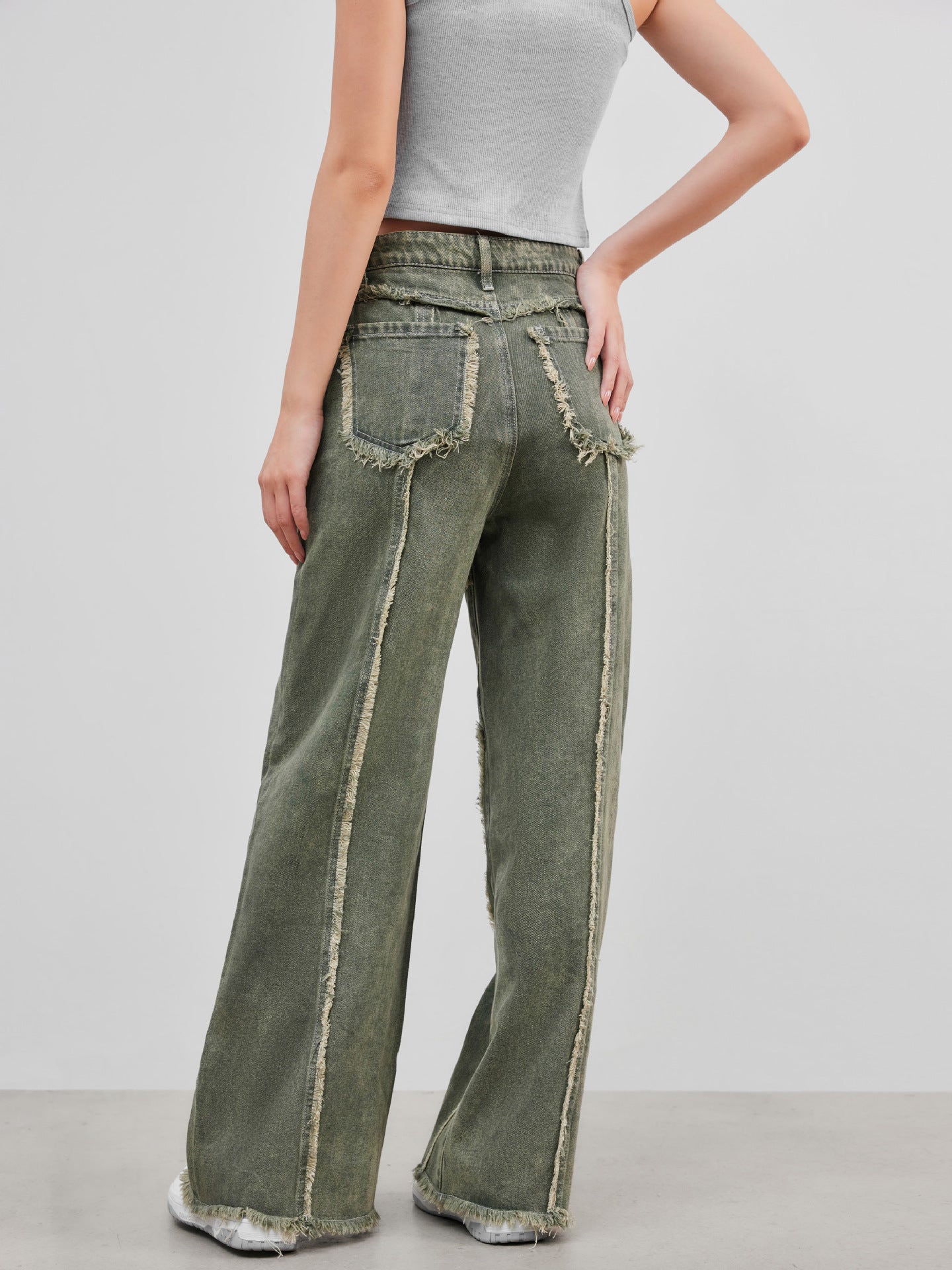 Raw edge panelled jeans