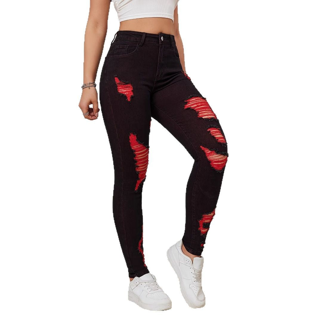 Colored ripped jeans