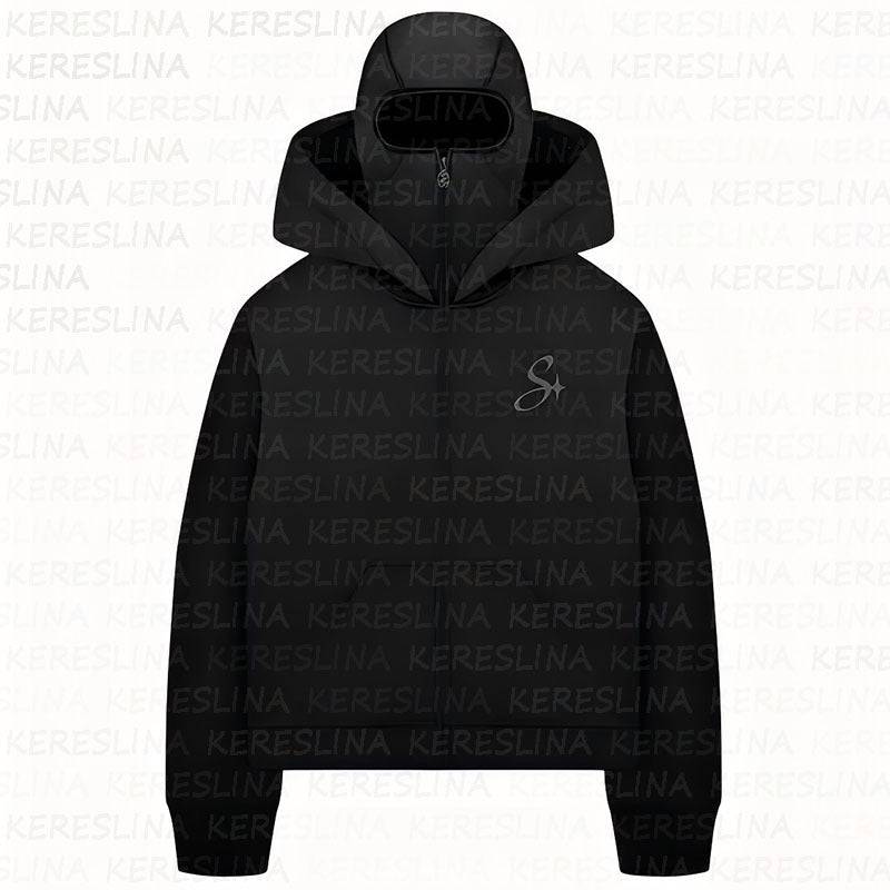 Ninja mask double hooded hooded sweatshirt with unique design - MATCHING MASTER