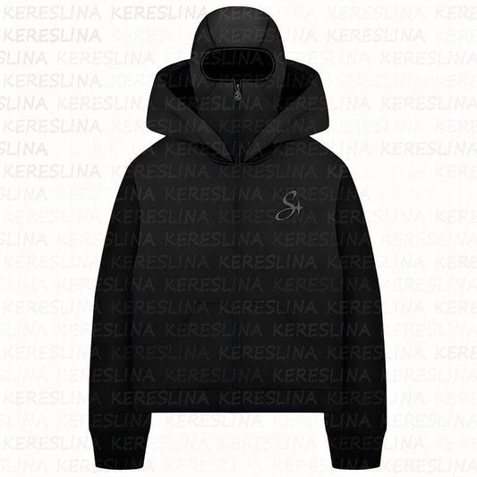 Ninja mask double hooded hooded sweatshirt with unique design - MATCHING MASTER