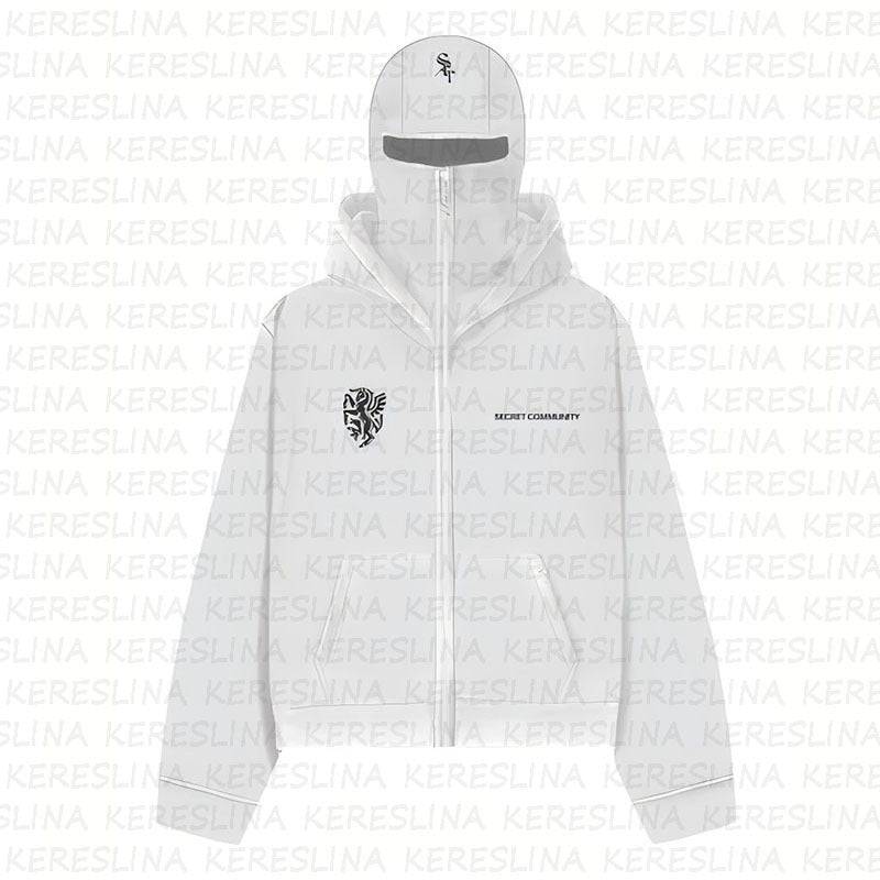 Ninja mask double hooded hooded sweatshirt with unique design - MATCHING MASTER