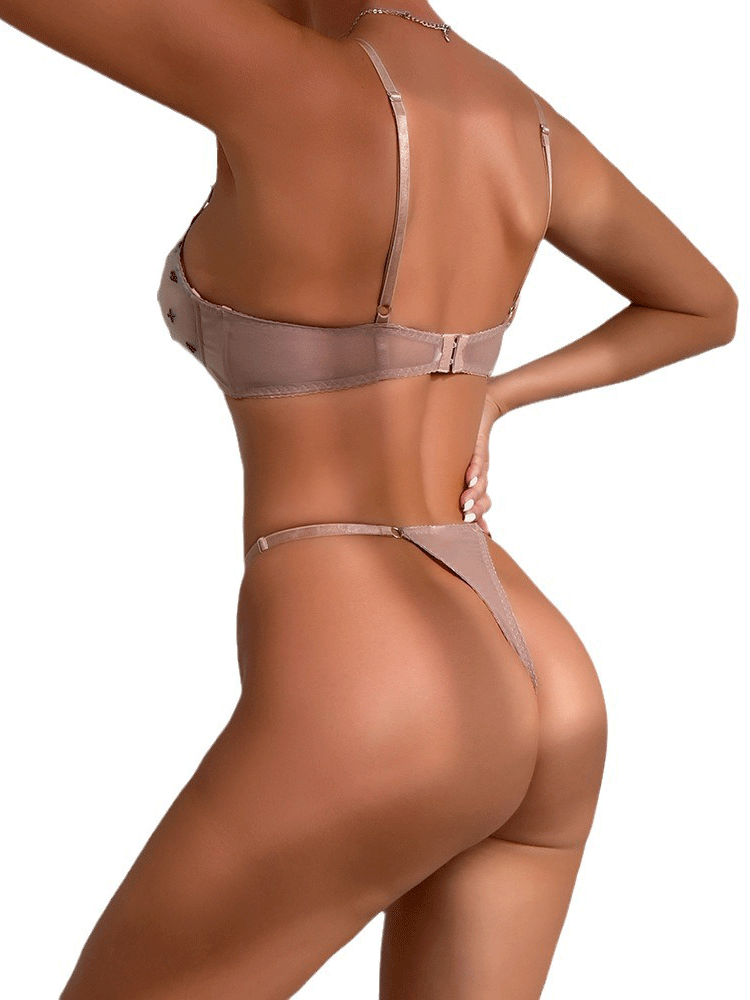 Sheer Embroidered Lingerie Set