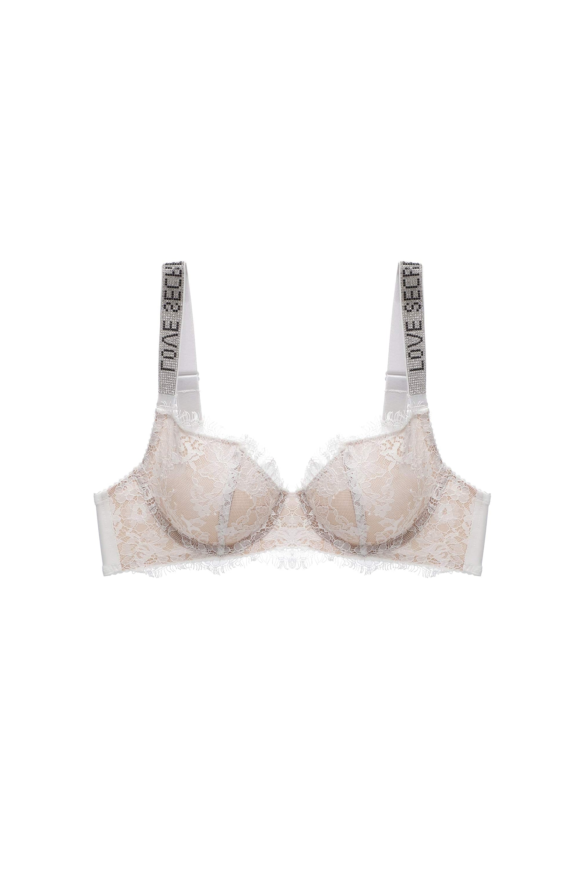 White Love Secret Lace-lined Bra Lingerie - MATCHING MASTER
