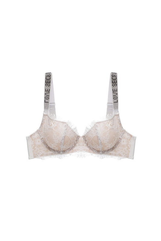 White Love Secret Lace-lined Bra Lingerie - MATCHING MASTER