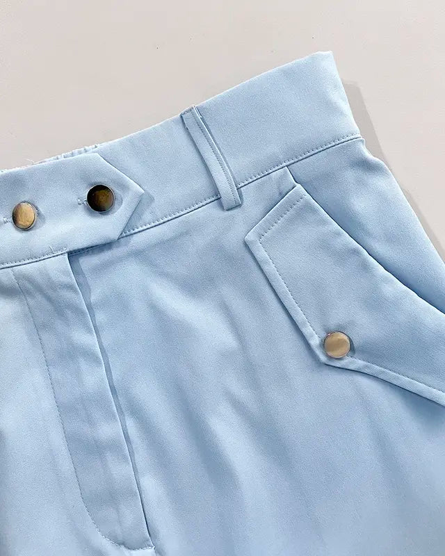 Ladies' 2 Pieces Outfits Sleeveless High Neck Cargo Pockets Design Top and Casual Cuffed Long Pants Set - MATCHING MASTER