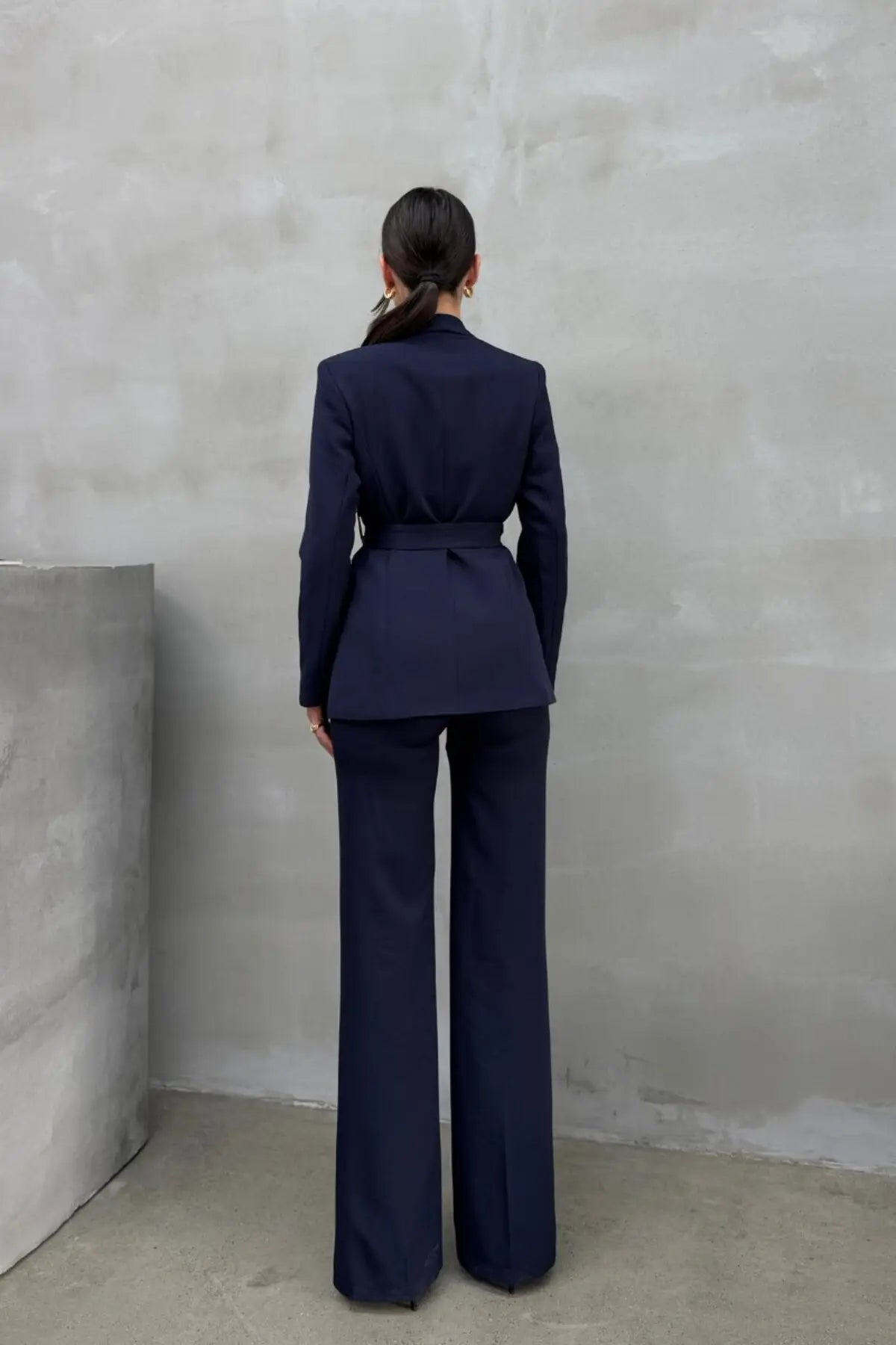 Ladies' Double Belted Blazer Jacket and Trouser Set - MATCHING MASTER