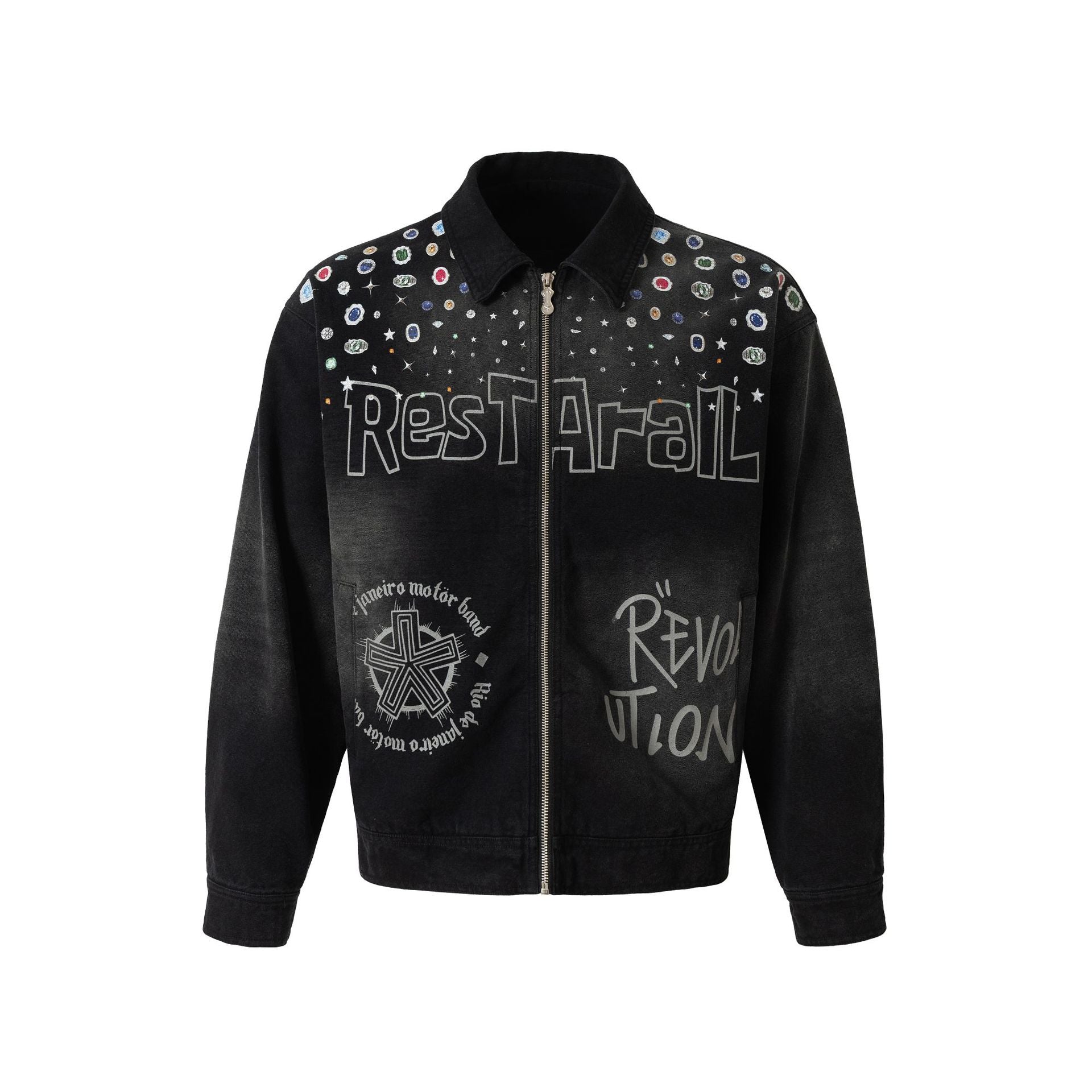 Letter spray-dyed gradient multi-layered print couple jacket - MATCHING MASTER