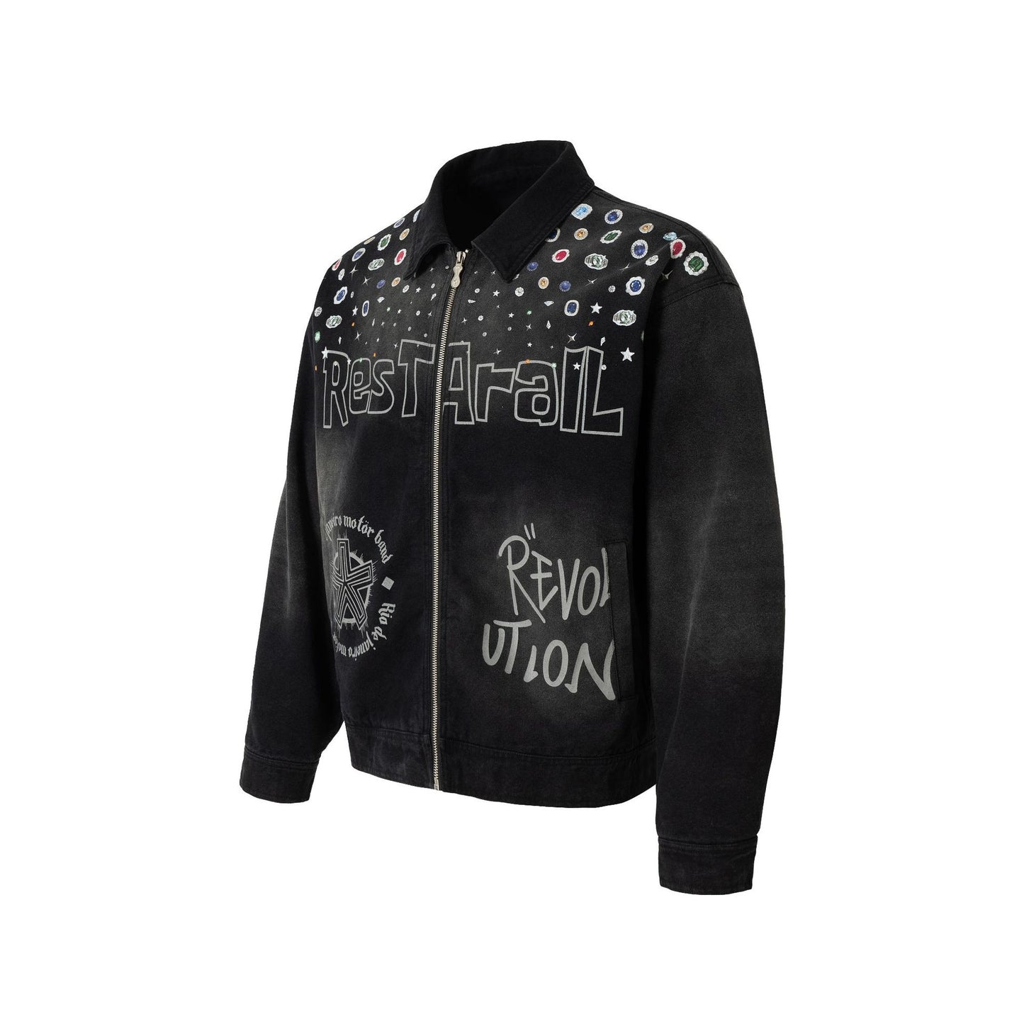 Letter spray-dyed gradient multi-layered print couple jacket - MATCHING MASTER