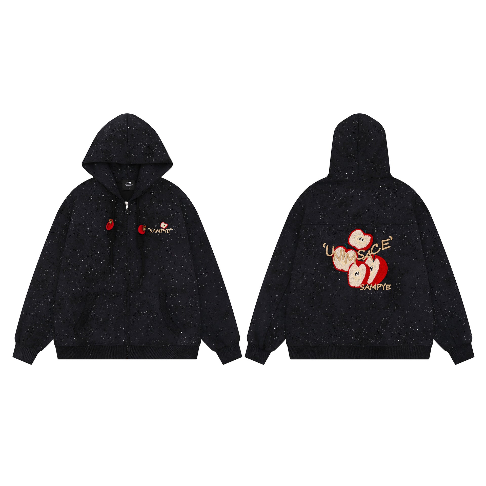 Embroidered zipper hooded couple sweatshirt - MATCHING MASTER