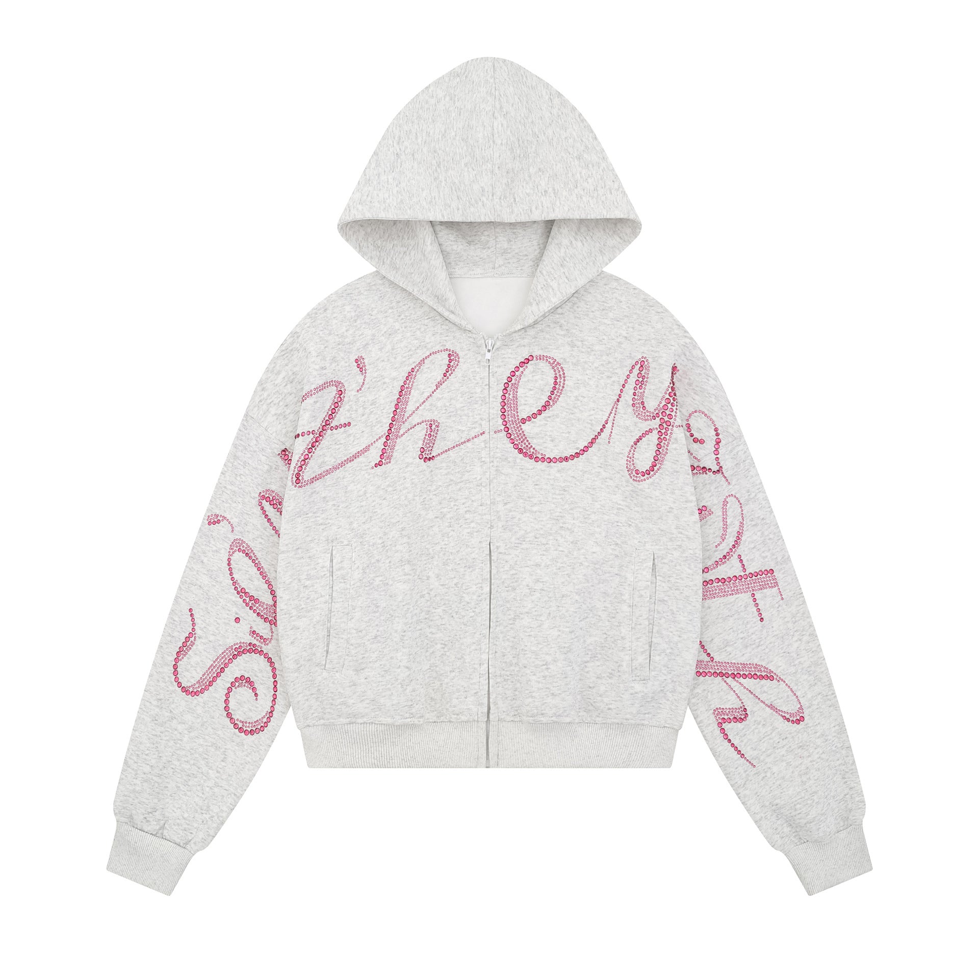 Couple's hooded sweatshirt with lettering and rhinestones - MATCHING MASTER