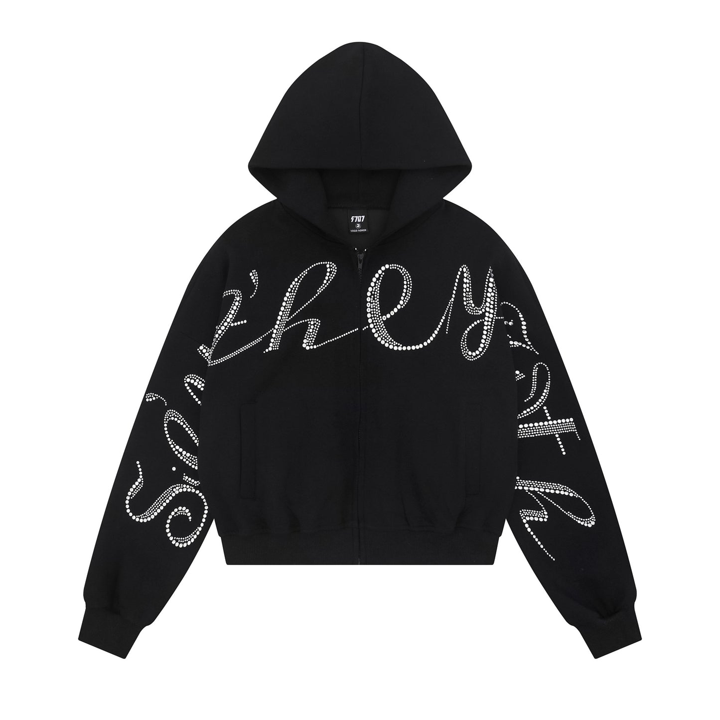 Couple's hooded sweatshirt with lettering and rhinestones - MATCHING MASTER