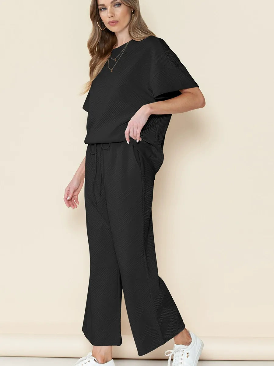 Summer solid color casual suit thread drawstring sportswear - MATCHING MASTER