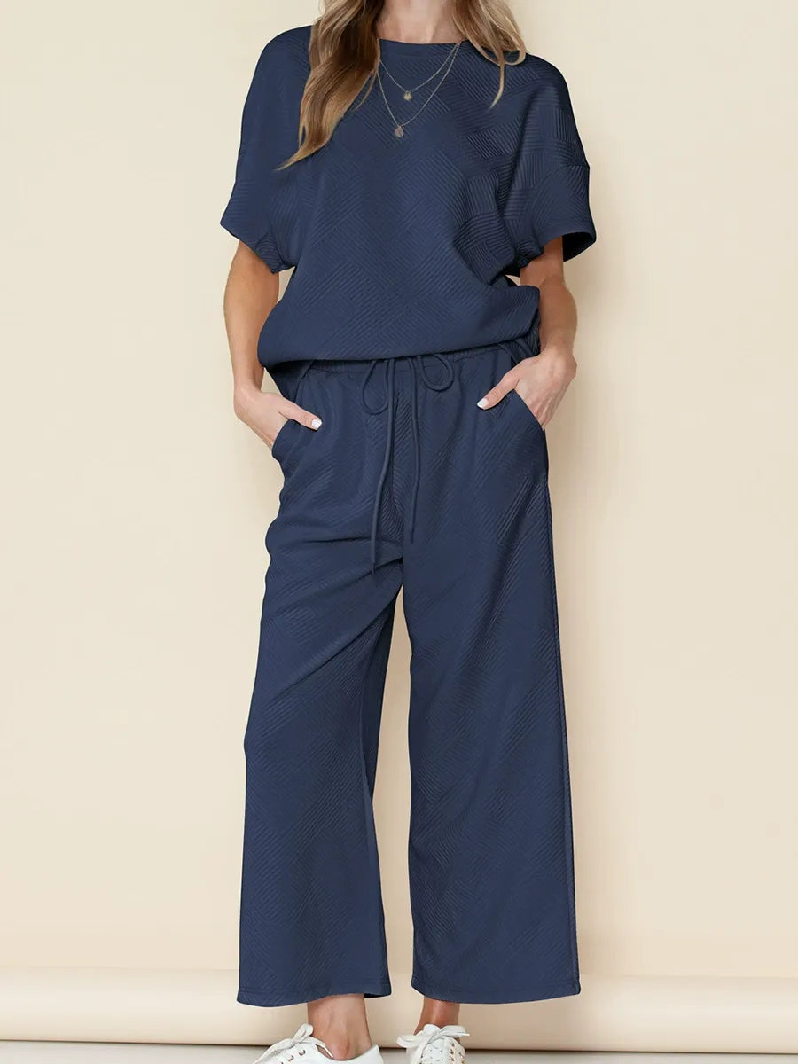 Summer solid color casual suit thread drawstring sportswear - MATCHING MASTER