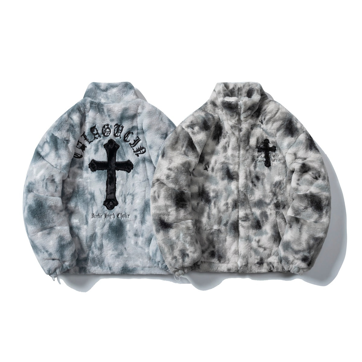 Tie-dye gradient plush lamb fur couple jacket - MATCHING MASTER