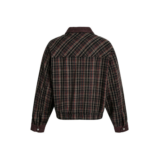 Large Pocket Striped Plaid Couple Jacket - MATCHING MASTER
