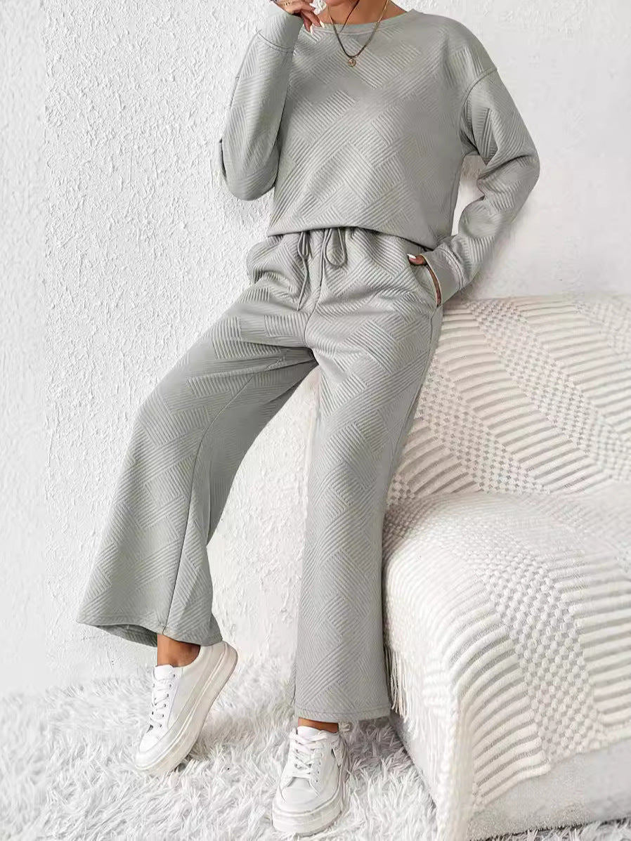 Autumn/Winter Solid Color Casual Set with Drawstring Sport Suit - MATCHING MASTER
