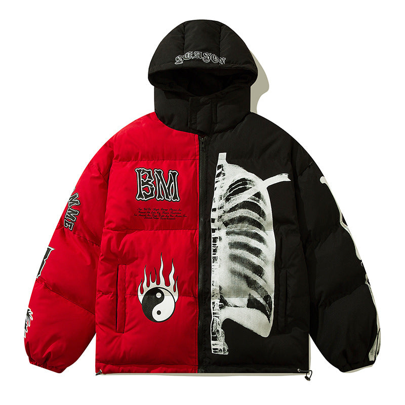 Contrast color couple thick hooded cotton jacket - MATCHING MASTER