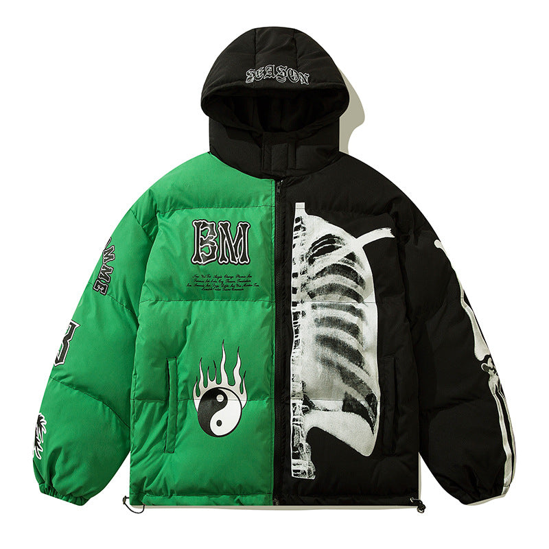 Contrast color couple thick hooded cotton jacket - MATCHING MASTER