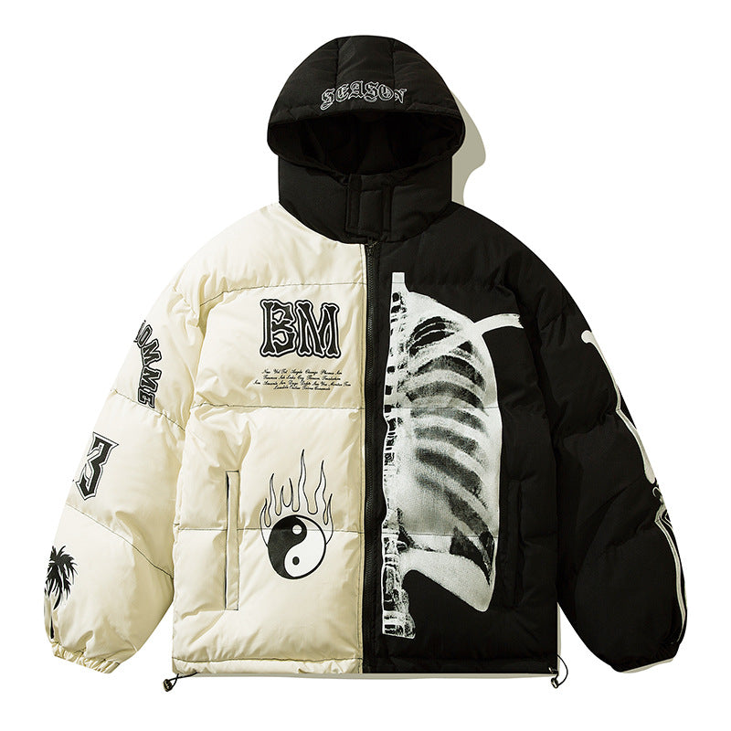 Contrast color couple thick hooded cotton jacket - MATCHING MASTER