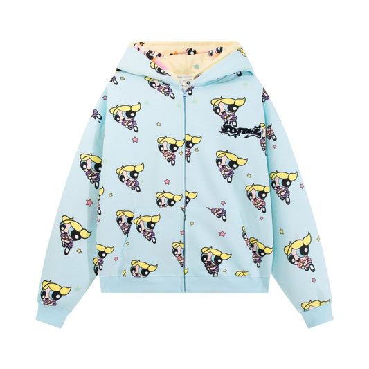 Zippered cardigan double hooded couple sweatshirt - MATCHING MASTER