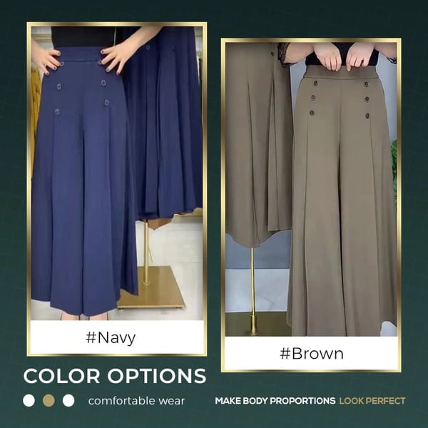 Slim fashion pleated wide leg pants