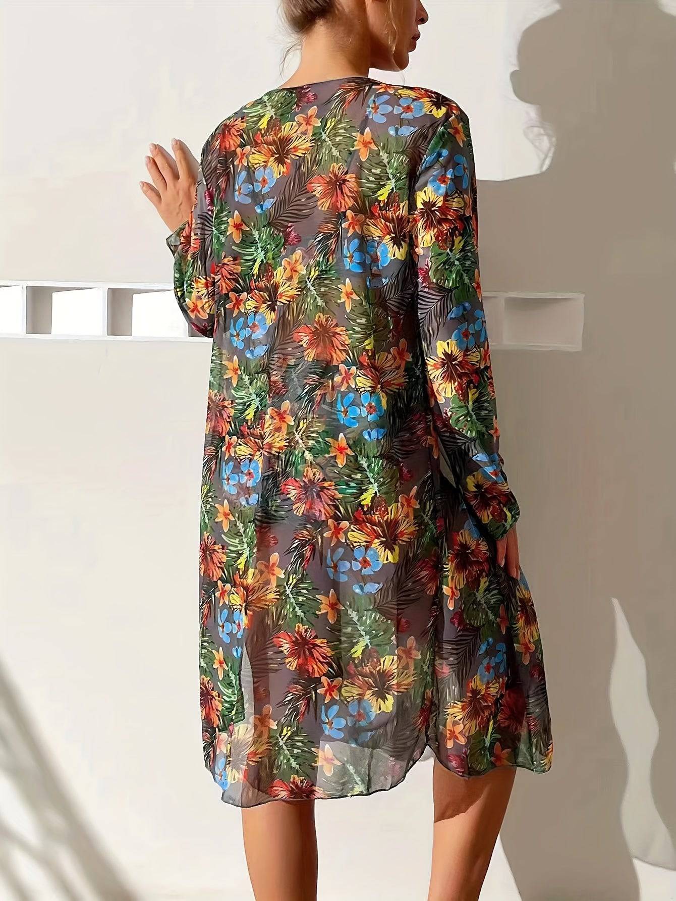 Women's 3-piece V-neck floral print bikini set - MATCHING MASTER