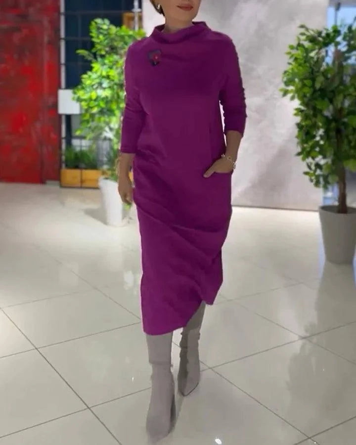 Loose thickened turtleneck dress with pockets - MATCHING MASTER