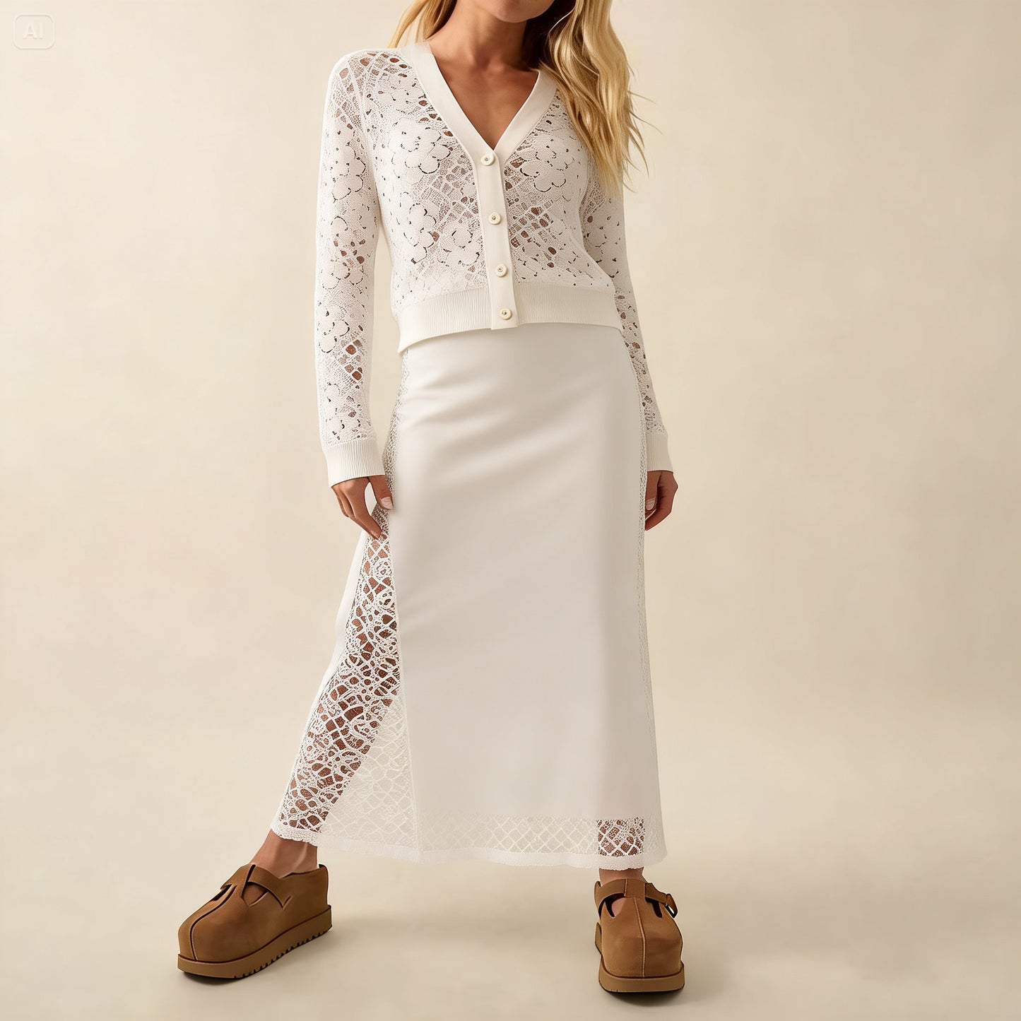 Jasmine floral light cardigan + long skirt - BundleWear