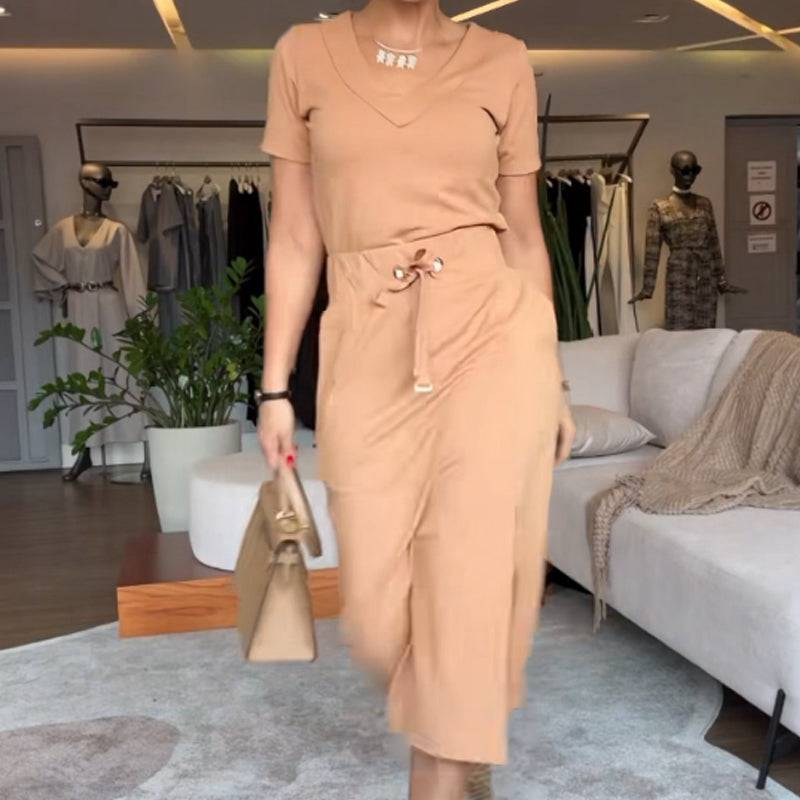 🌸Summer Sale🌸Women's V-Neck Tops and Skirts - MATCHING MASTER