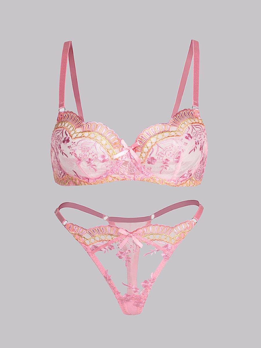Pink Fancy Embroidery Lingerie Set - MATCHING MASTER